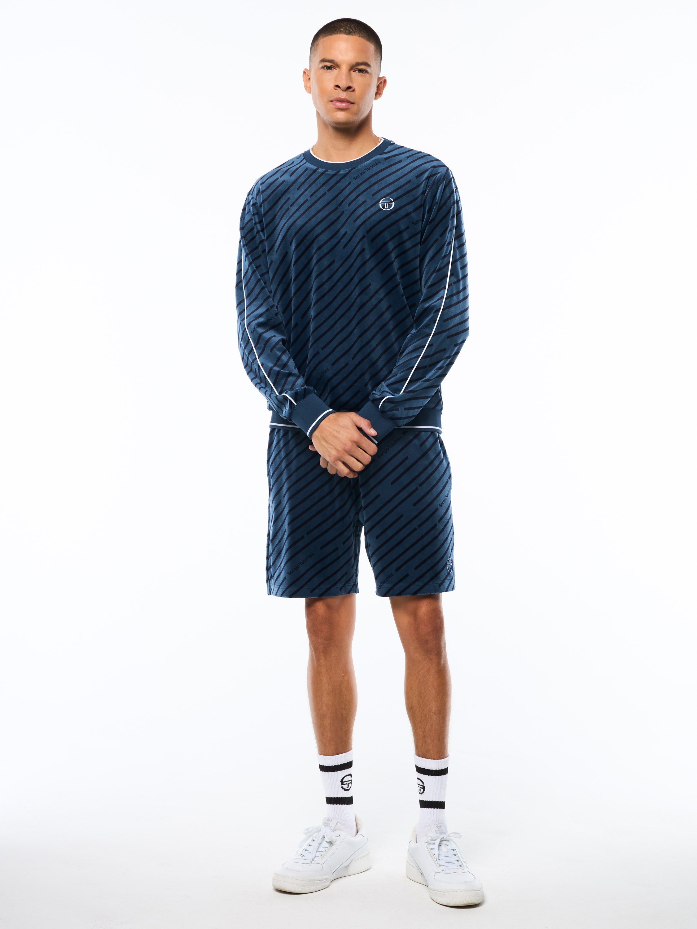 Obliquo Velour Crewneck-Key Largo